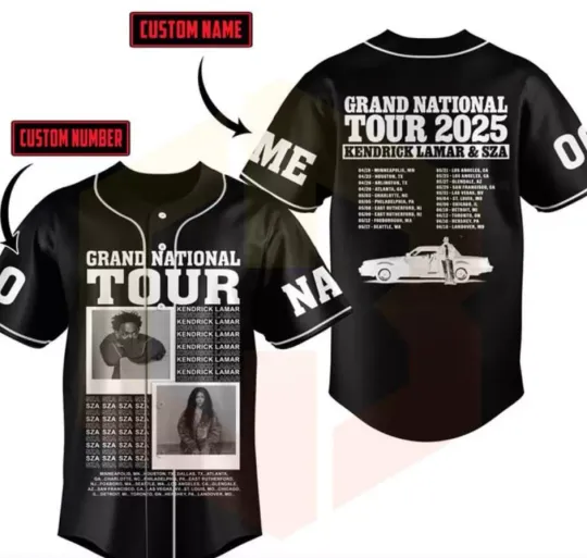 Discover Kendrick Lamar SZA Grand National Tour 2025 Baseball Shirt