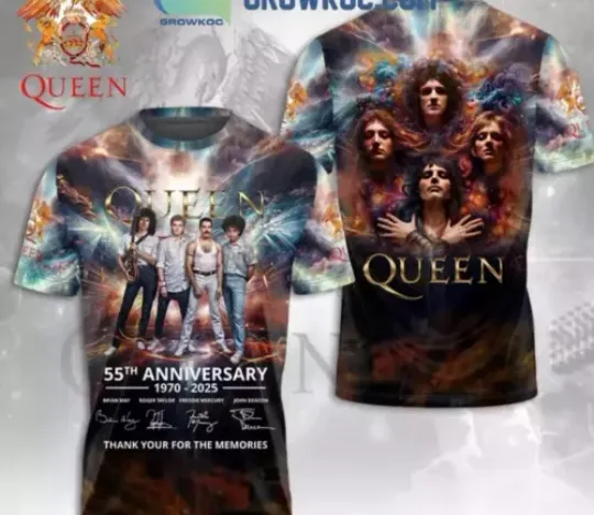 Discover Queen Band 55th Anniversary 1970-2025 Thank You T-Shirt 3D