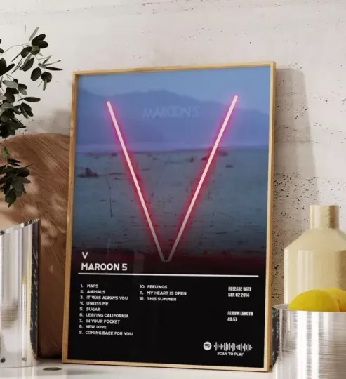 Discover Maroon 5V Minimalistic Album Cover Poster Music Wall Art