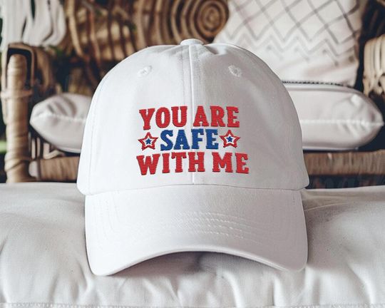 Discover You Are Safe With Me Hat, Feminist Empowerment Embroidered Cap, Womens Equality Statement Hat
