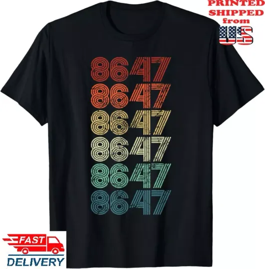 Discover 8647 Anti Trump 86 47 Retro Impeach 47 Anti-Trump Vance T-Shirt