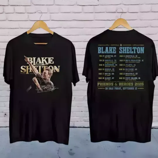 Discover Blake Shelton Country Music, 2025 Blake Shelton Friends and Heroes Tour T-Shirt