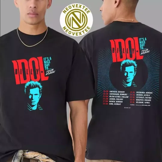 Discover Billy Idol It’s A Nice Day To Tour Again 2025 European Tour T-Shirt