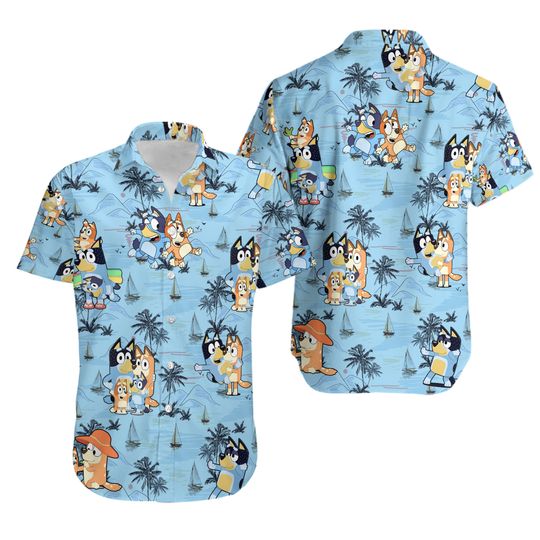 Discover Blueys Hawaiian Shirt for Men, Cartoon TShirt