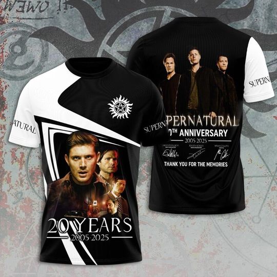 Discover Supernatural Shirt, Supernatural 20th Anniversary 2005 2025 Signature Shirt