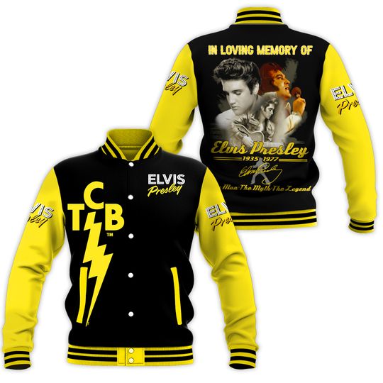 Discover In Loving Memory Of Elvis Presley Signatures Black Baseball Jacket