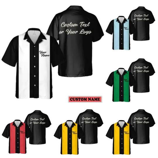Discover Personalize Custom Name Vintage Bowling USA, Bowling Team Aloha Hawaiian Shirt