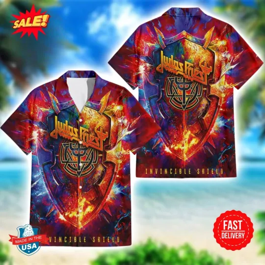Discover Judas Priest Invincible Shield Album Cover For Fan Music 2025 Hawaiian Shirt