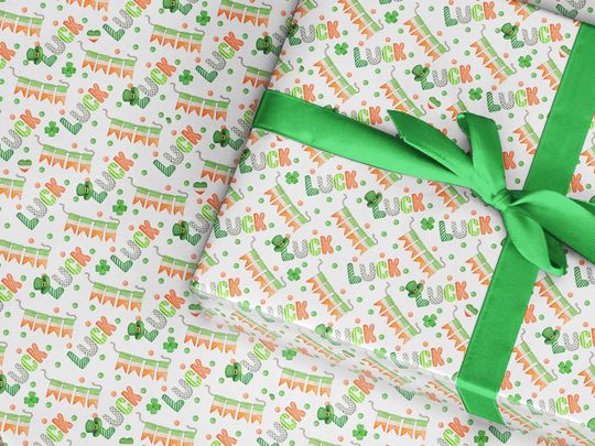 Discover St Patrick's Day Wrapping Paper, Irish wrapping paper, Paddy's Day wrapping paper