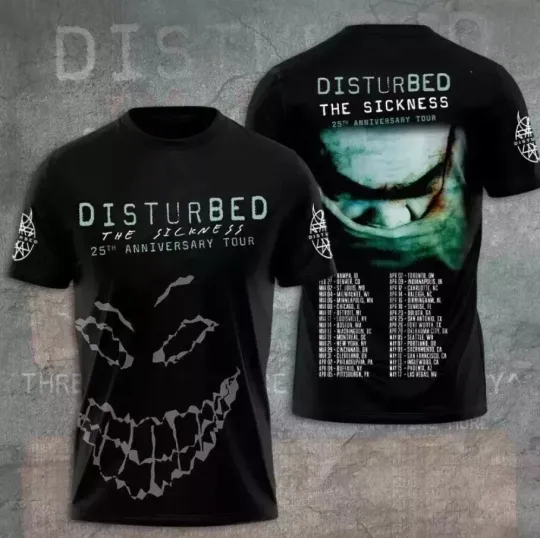 Discover The Sickness 2025 Concert, Disturbed The Sickness 25th Anniversary Tour shirt 3D