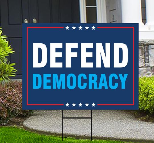 Discover Defend Democracy Yard Sign, Resist Hate Lawn Sign, Anti-Trump Sign