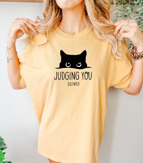 Discover Judging You Silently Comfort colors Shirt, Funny Cat Shirt, Sarcastic Cat Shirt, Cat Mom Shirt, Cat Lover Gift, Animal Lover Gift