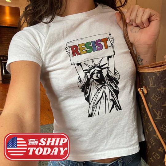 Discover Resist Y2K Baby Tee Statue Of Liberty Coquette Shirt
