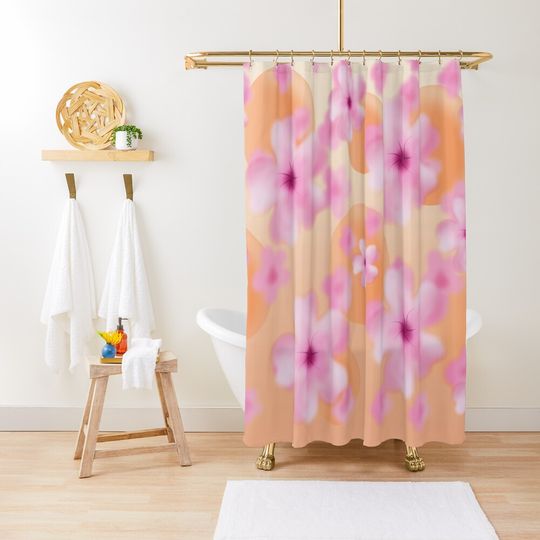 Discover Sumi e watercolor style cherry blossom pattern Shower Curtain