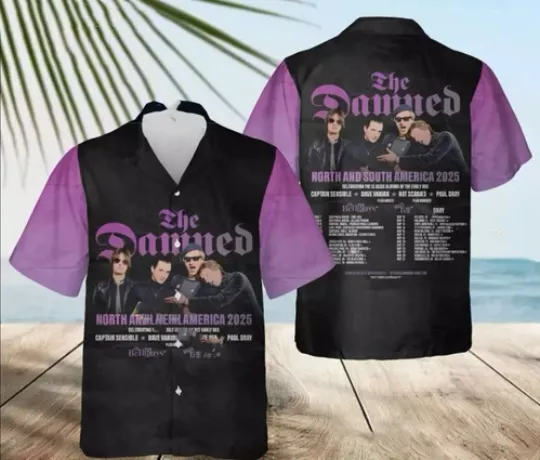Discover The Damned North and South American Tour 2025 Hawaiian Shirt