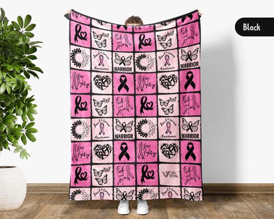 Discover Breast Cancer Awareness Blanket, Pink Ribbon Blanket, Cancer Support Gift