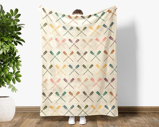 Discover Retro Rowing Lover Blanket Gift, Cozy Throw for Rowers, Unique Kayaking Boating Enthusiast Blanket