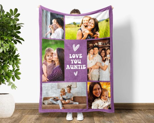 Discover Custom Aunt Photo Blanket, Personalized Auntie Blanket Gift, Nephew Niece Name Blanket