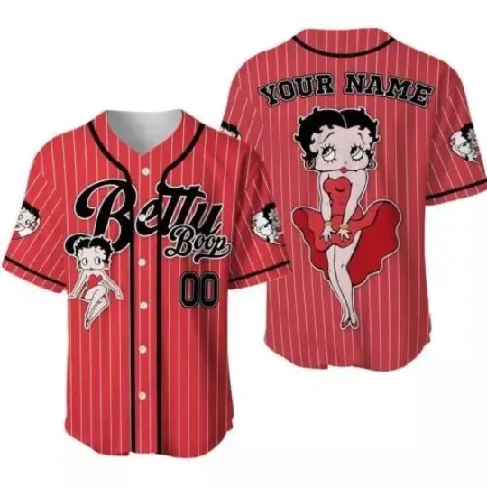 Discover Custom Cartoon Betty Boop Simple Red Baseball Jersey