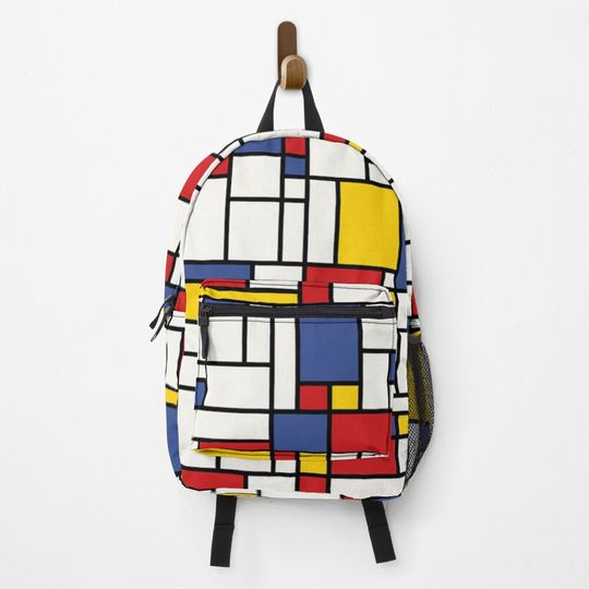 Discover Piet Mondrian Abstract Pop Art 1960s Red Blue Yellow Rectangles Backpack