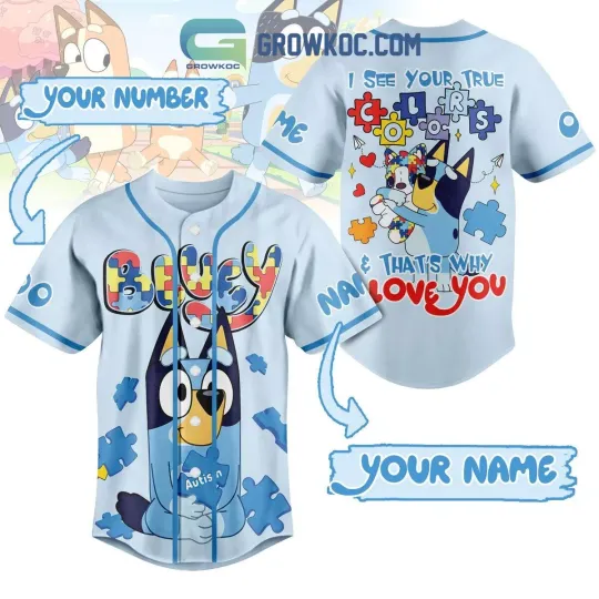 Discover BlueyDad Autism Awareness Personalized Baseball Jersey Shirt Autism Day