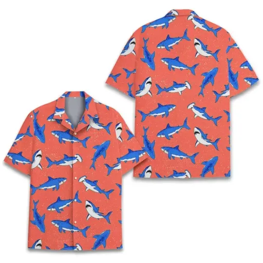 Discover Shark Hawaiian Button Down Shirt