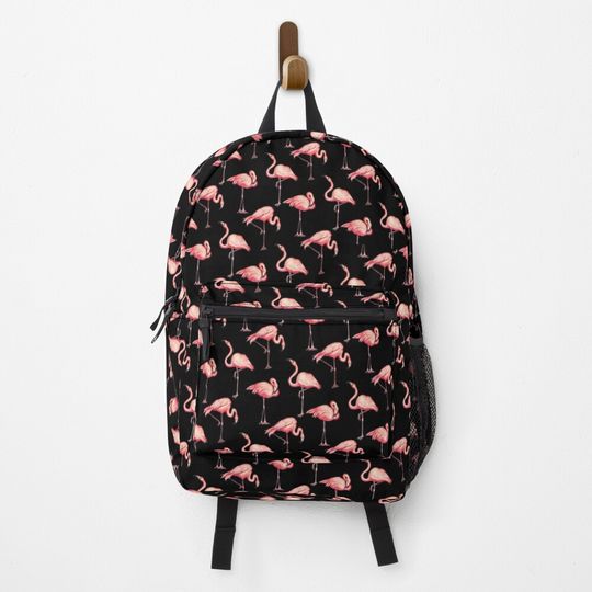 Discover Flamingo Pattern - Black Backpack