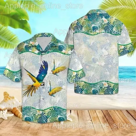 Discover Parrot Tropical Hawaiian Button Down Shirt