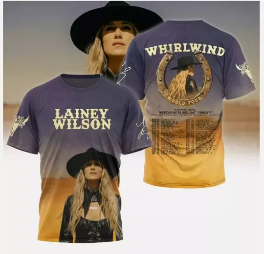 Discover Lainey Wilson 2025 Whirlwind World Tour Special Shirt 3D Gifts Fan