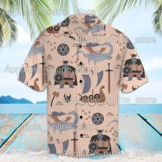 Discover Amazing Viking Hawaiian Button Down Shirt