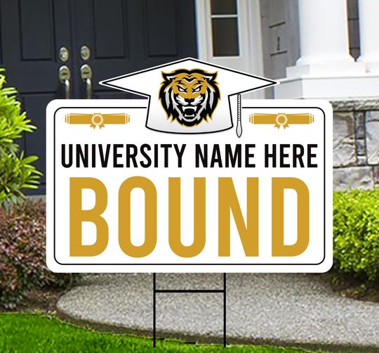 Discover Personalized College Bound Yard Sign, College Logo Sign, Custom Graduate College University Bound Yard Sign