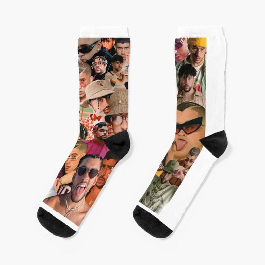 Discover Bad Bunny collage Socks, Gifts for Fan