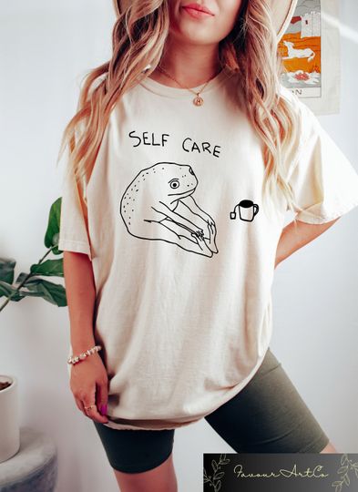 Discover Funny Frog Self Care T-Shirt, Funny Frog Self Care Retro Shirt