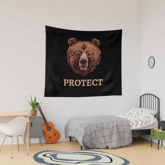 Discover Protect the Wilderness Design: Featuring a Majestic Bear Tapestry