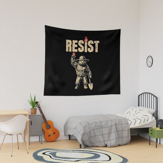Discover Vintage Smokey The Resist Bear Women’s Men Tapestry