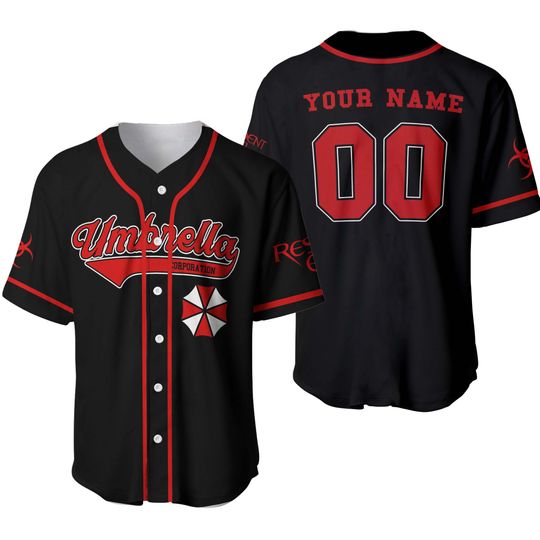 Discover Personalized Umbrella Corp Resident Evil Men’s Short Sleeve Anime Baseball Jersey