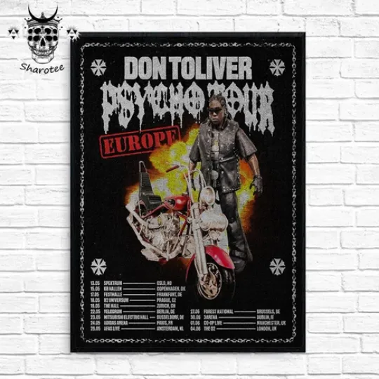 Discover NEW Don Toliver Hardstone Psycho Eu 2025 Tour Dates Wall Decor Poster