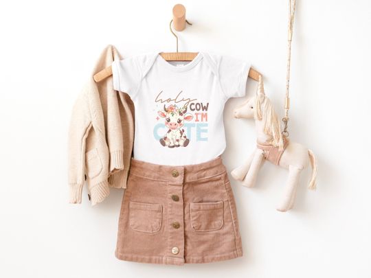 Discover Holy Cow I'm Cute Baby Bodysuit, Rabbit Skins 4400, Baby Shower Gift