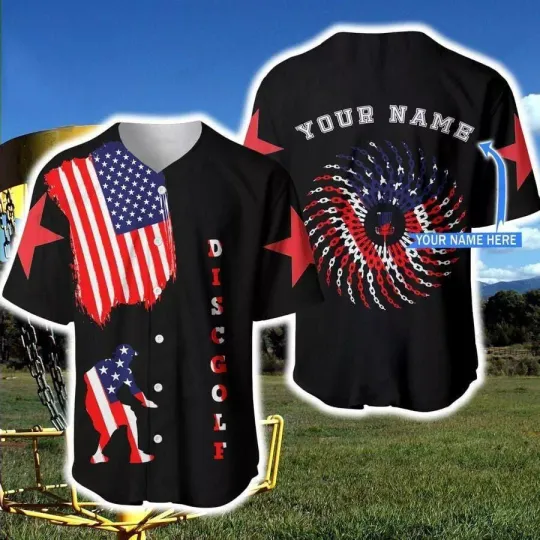 Discover American Disc Golf Chain Star Personalized Baseball Jersey