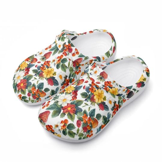 Discover Comfortable Clogs Shoes with Strawberries, Berries and Flowers Clogs