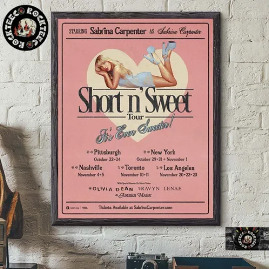Discover Sabrina Carpenter Short N Sweet Us Tour 2025 Poster Cities Dates Poster