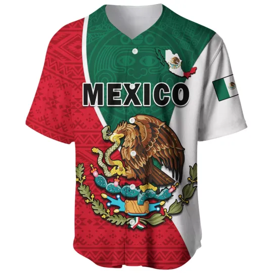 Discover Mexico Baseball Jersey Mexican Aztec Pattern Mexico T Shirts For Men, Mexico Shi