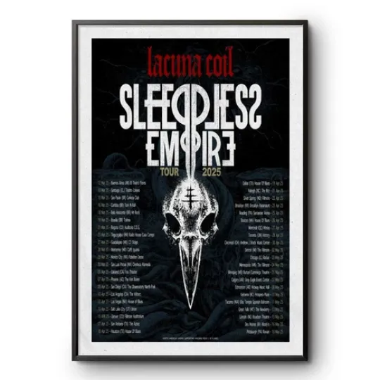 Discover Lacuna Coil 2025 Sleepless Empire Tour Poster