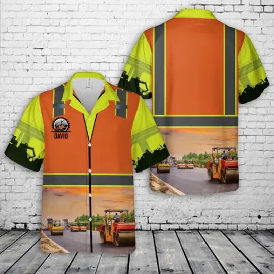 Discover Custom Name Highway Construction Hawaiian Shirt, Casual Shirt For Men