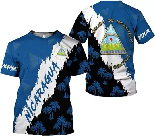 Discover Personalized Nicaragua Shirt 3D, Nicaragua Flag Shirts, Nicaraguan Camisas T-Shirt