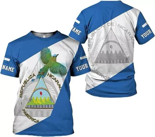 Discover Personalized Nicaragua Shirt 3D, Nicaragua Flag Shirts, Nicaraguan Camisas T-Shirt