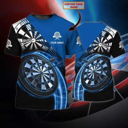 Discover Personalized Blue Dart T Shirt For Men And Women, Unisex 3D Dart T Shirt, Love D