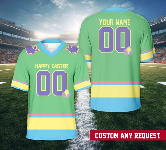 Discover Personalized Name Number Happy Easter Football Jersey