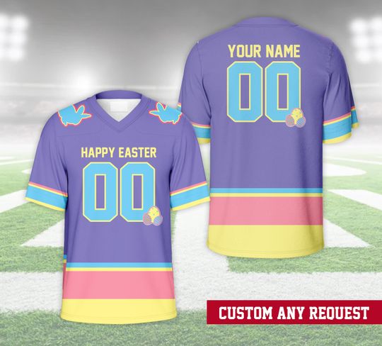 Discover Personalized Name Number Happy Easter Football Jersey