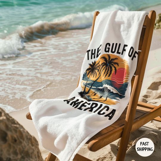 Discover Gulf of America Beach Towel, Funny Trump Gift